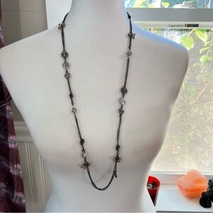Loft Bling Bead Crystal Black & Silver Toned Necklace‎
